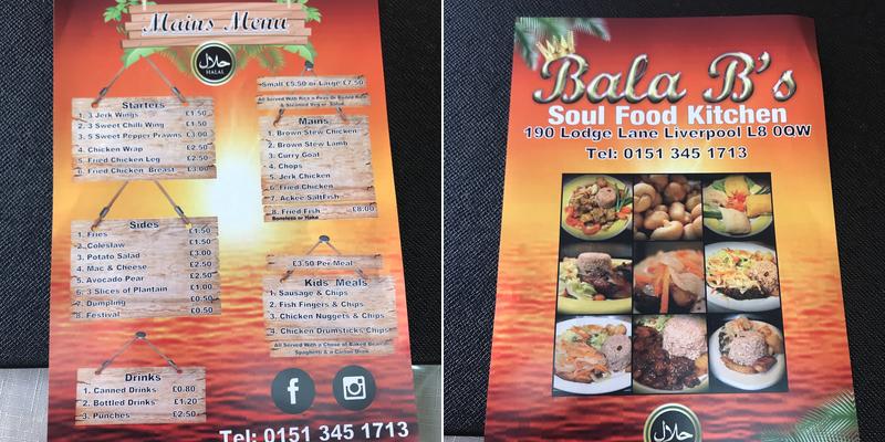 Bala B's Menu