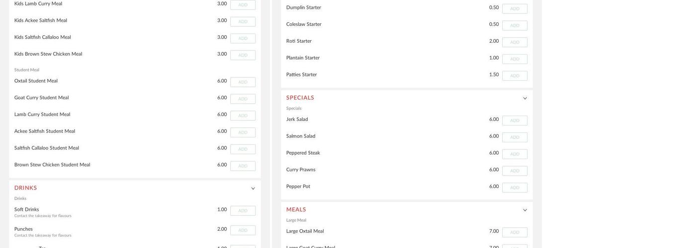 Rayrayz Caribbean Cuisine Menu