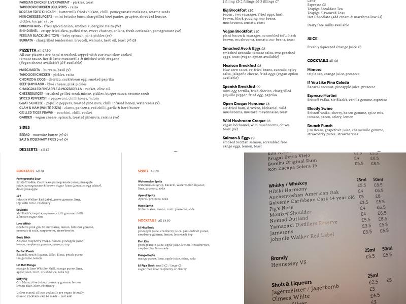 The Crafty Swine Menu