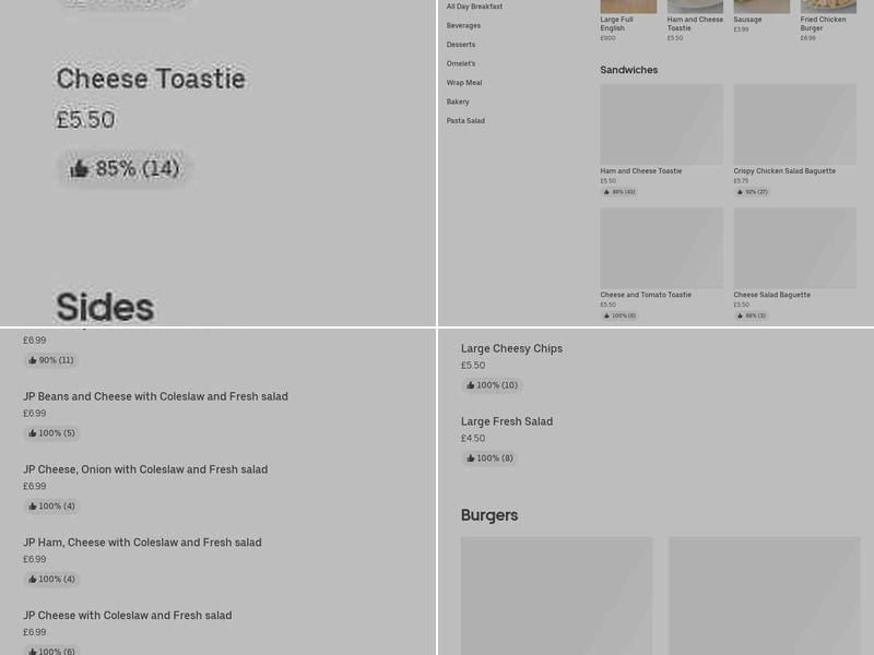 The Garden cafe Menu