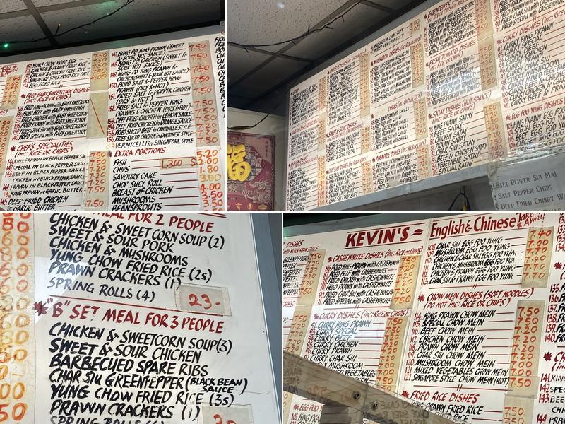 Kevins Fish & Chips Menu