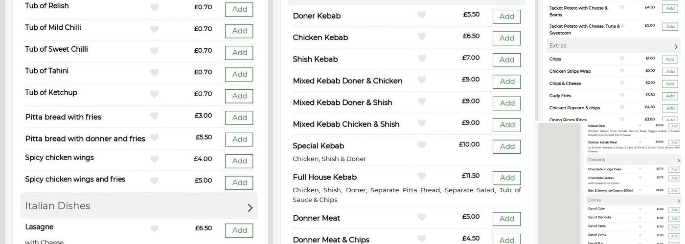 moonlight takeaway Menu