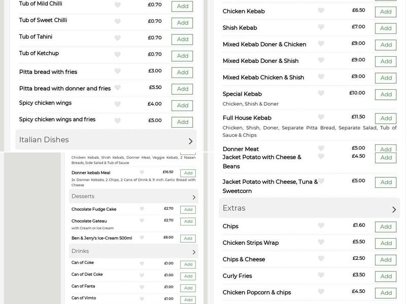 moonlight takeaway Menu