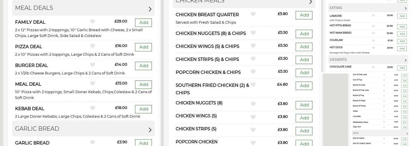 Franky’z Old Swan Menu