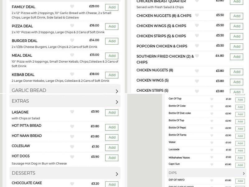 Franky’z Old Swan Menu