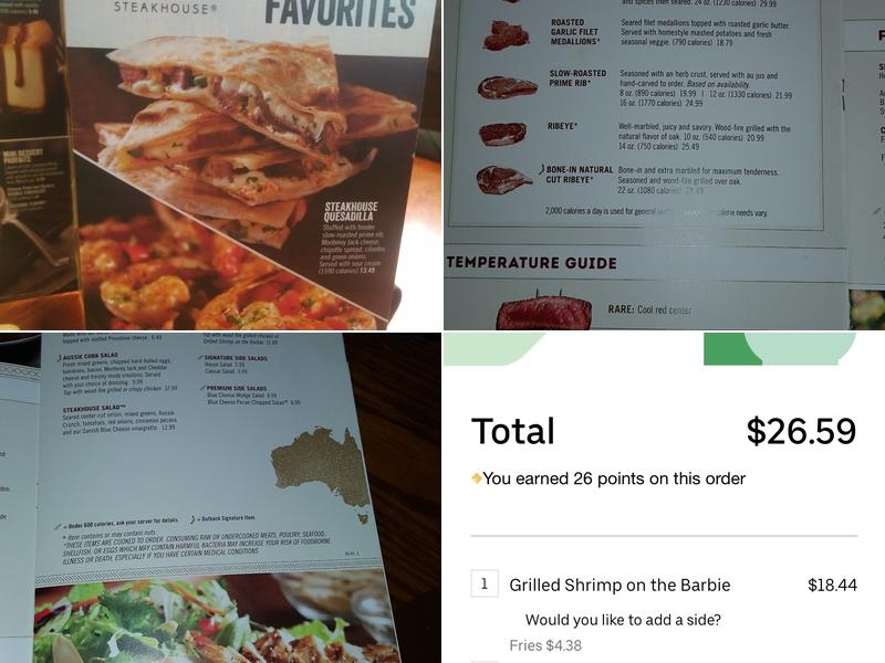 Outback Steakhouse Menu