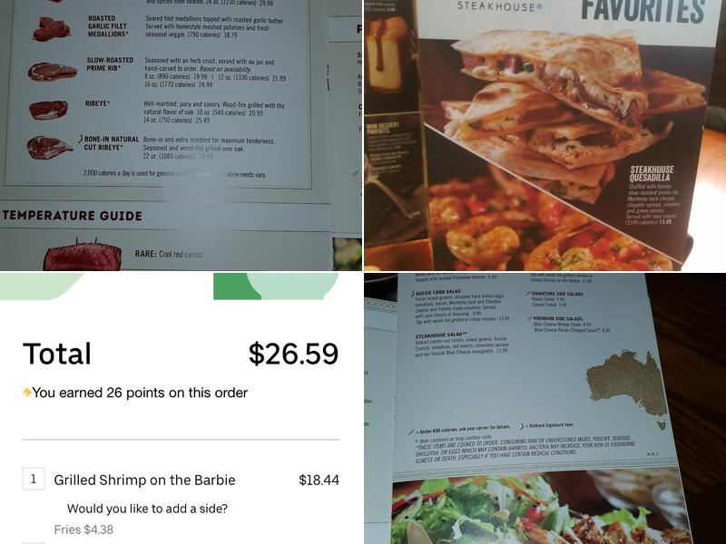 Outback Steakhouse Menu