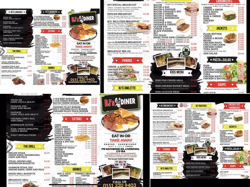 Bj's Diner Menu