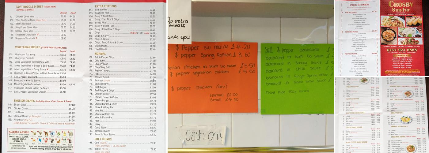 Crosby Stir Fry Menu