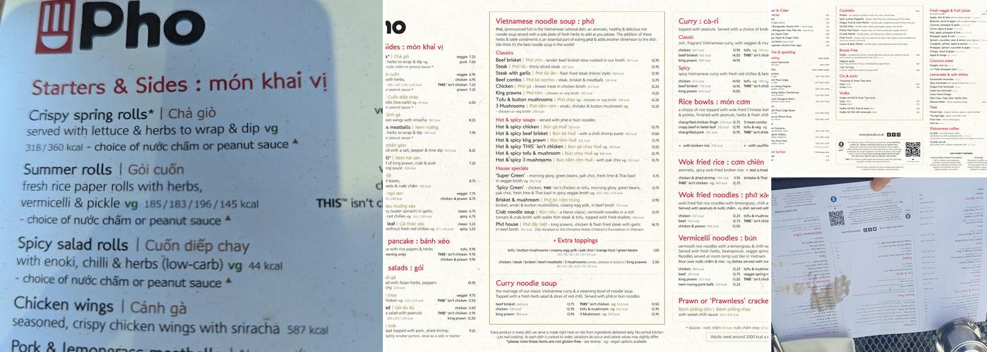 Pho Menu