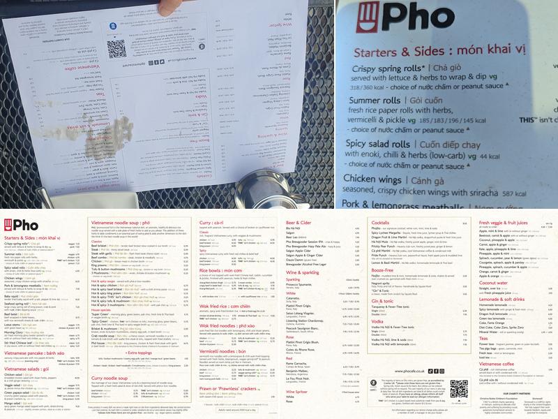 Pho Menu