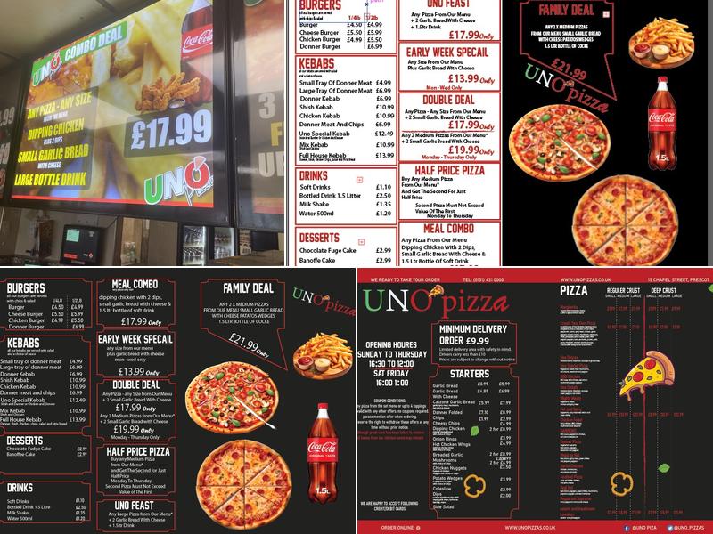 UNO’s pizza Menu
