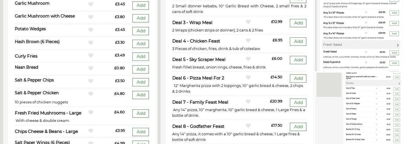 Godfather Pizza Menu