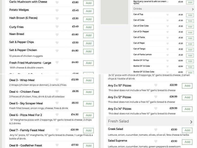 Godfather Pizza Menu