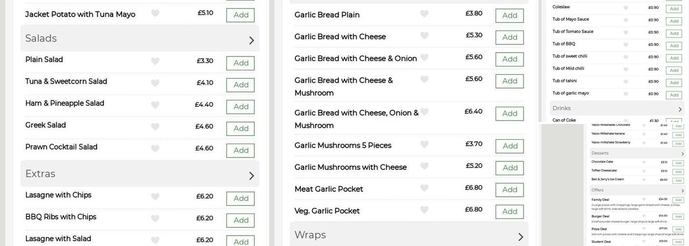 Caspian Fast Food Menu
