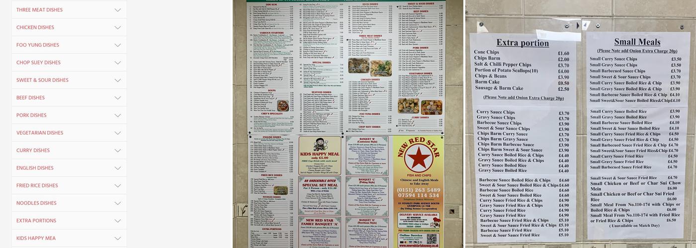 New Red Star Menu