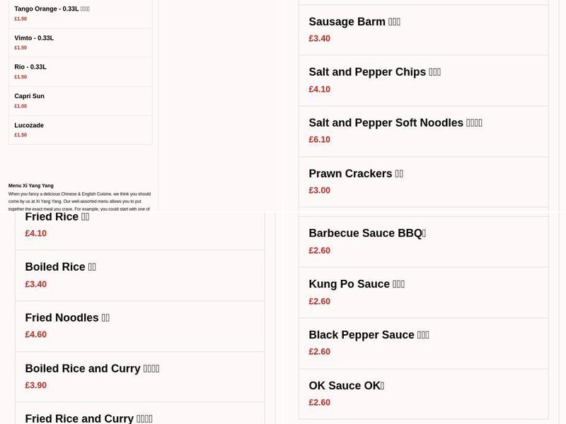 Xi Yang Yang Menu
