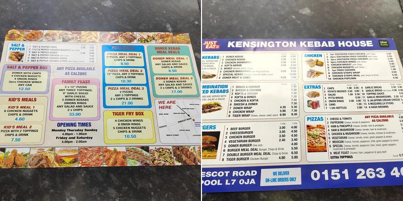 Kensington Kebab House Menu