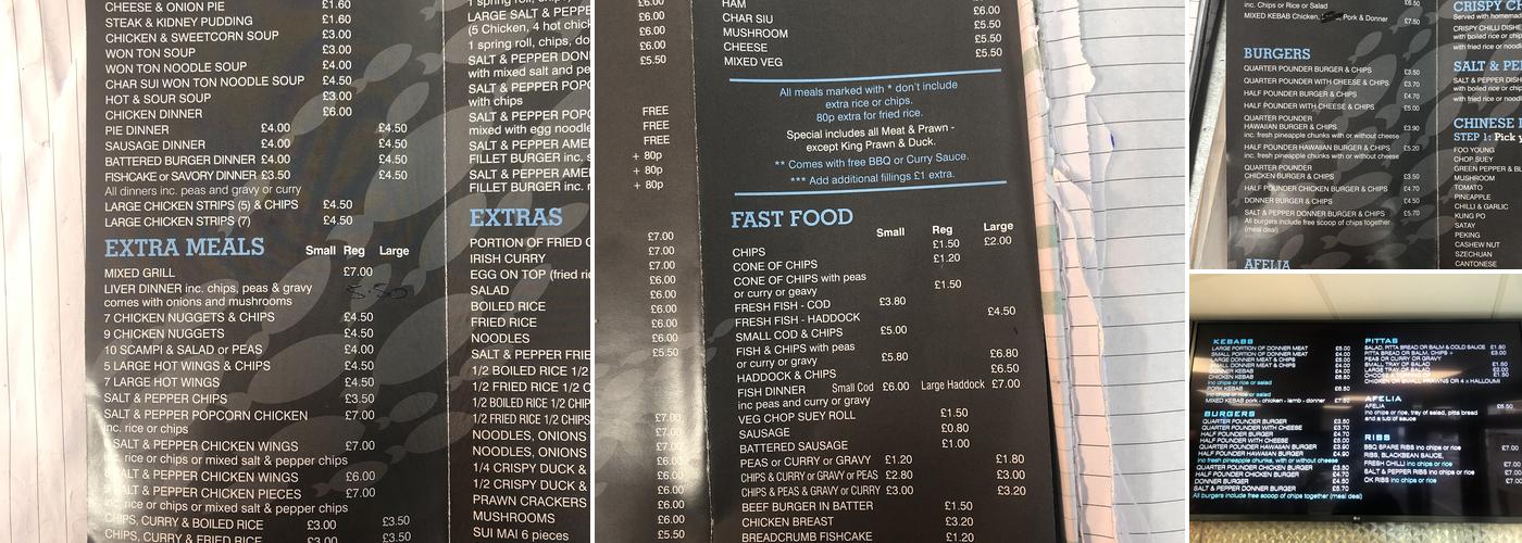 Whiston Nicks Chippy Menu