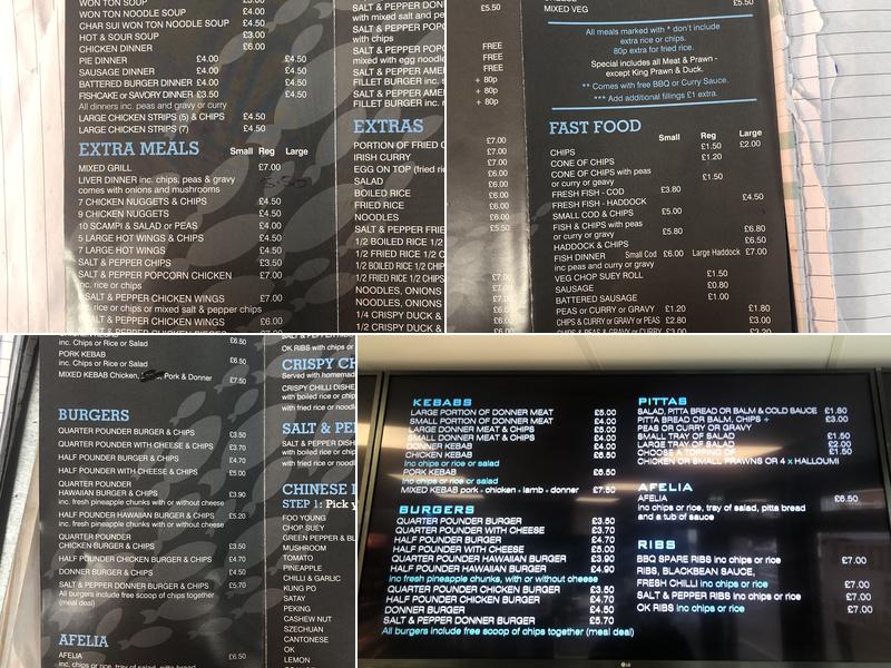 Whiston Nicks Chippy Menu