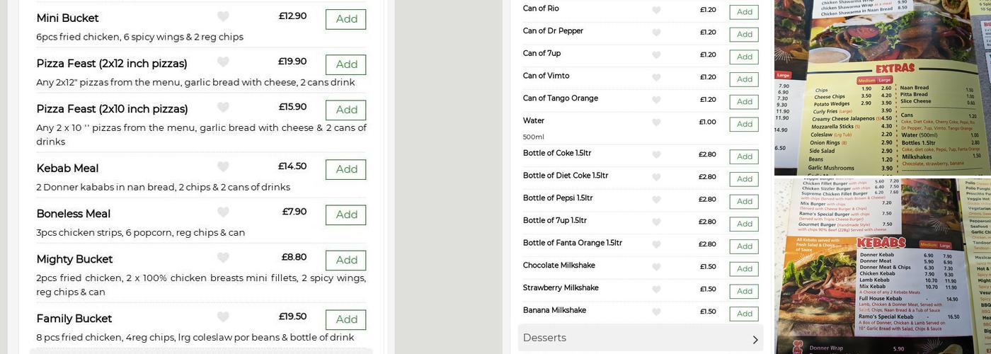 Ramo's fast food Menu