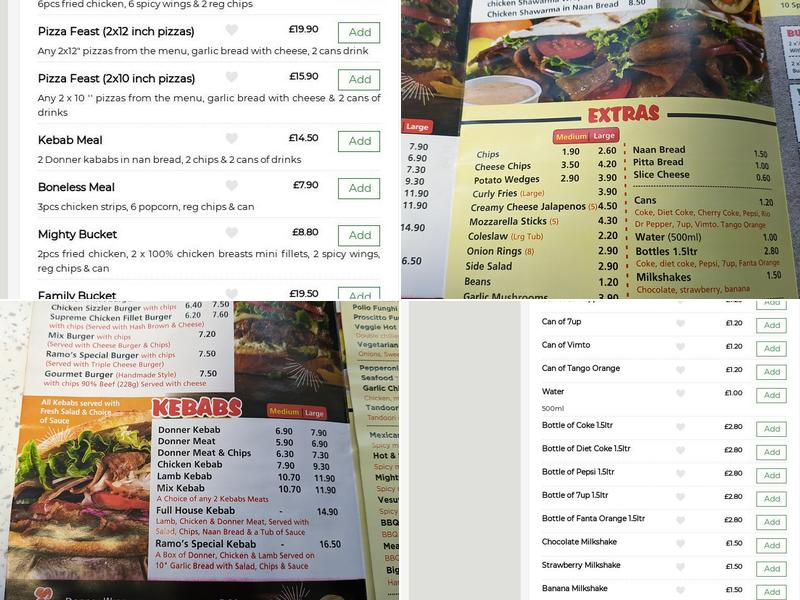 Ramo's fast food Menu