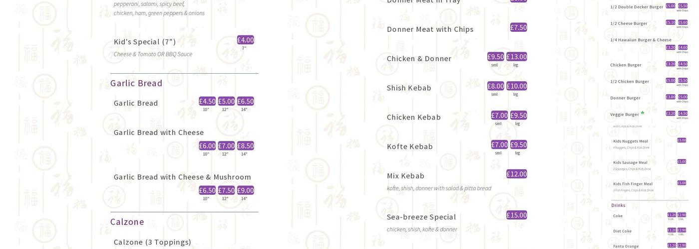 seabreeze fish bar Menu