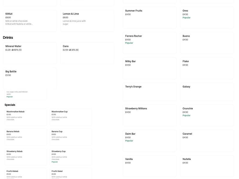 The Nile Takeaway Menu