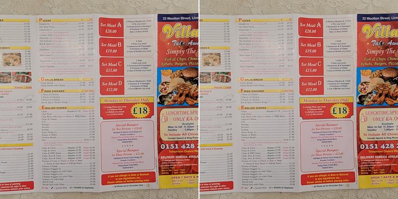 Village Take Away Menu