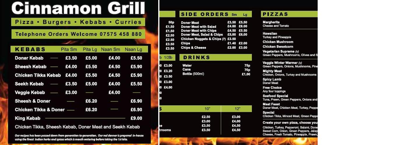 Cinnamon Grill Menu