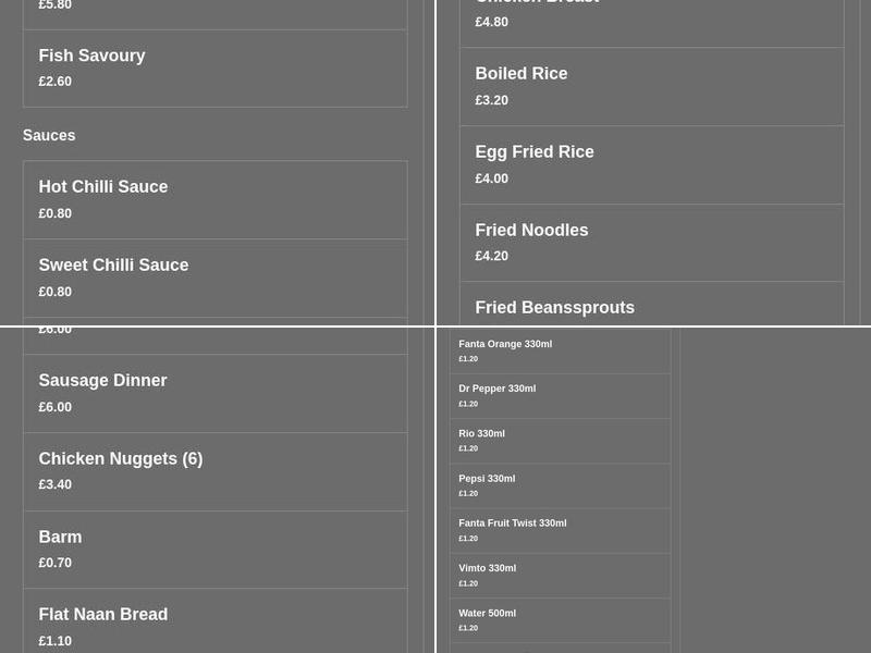 Maghull Premier Fish Bar Menu
