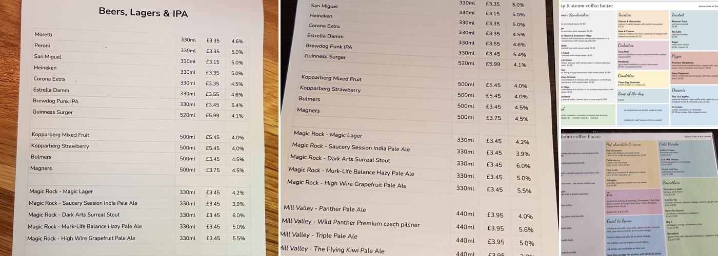 Tamp & Steam Coffee House Menu