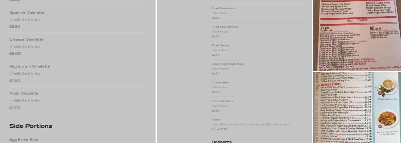 The Sky Kitchen Menu