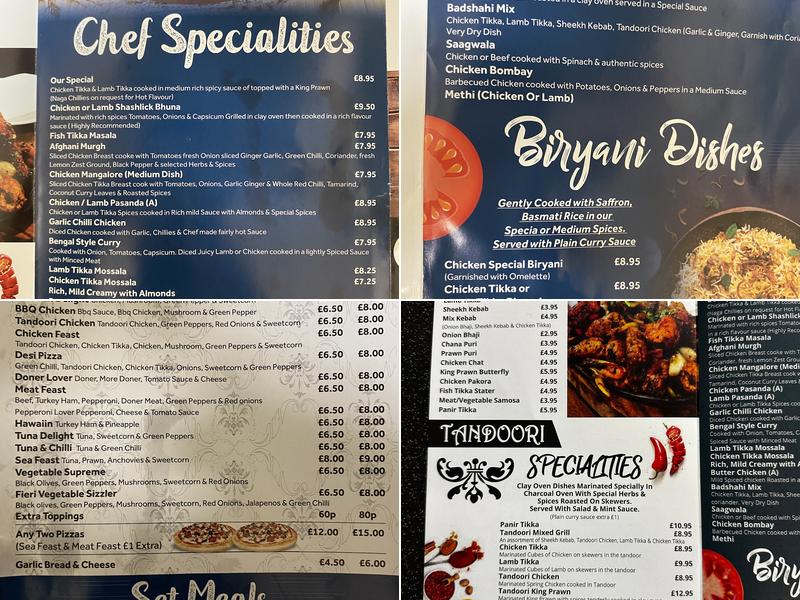 Llanberis Tandoori Indian Takeaway Menu