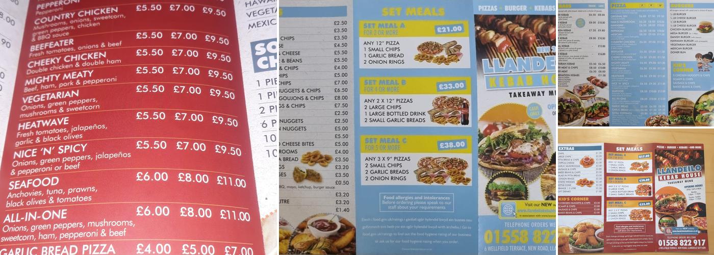 Llandeilo Kebab House Menu