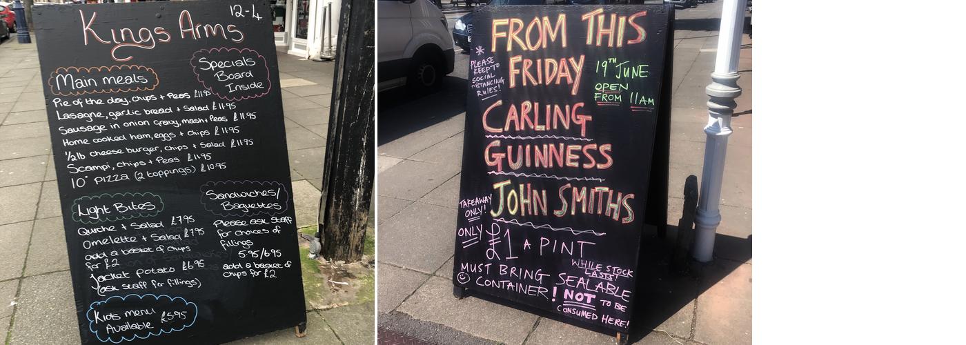 The King's Arms Menu