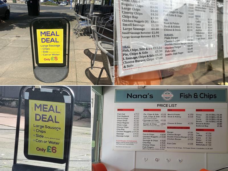 Nana's Fish & Chips Menu