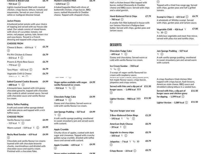 Tafarn-Y-Felin Menu