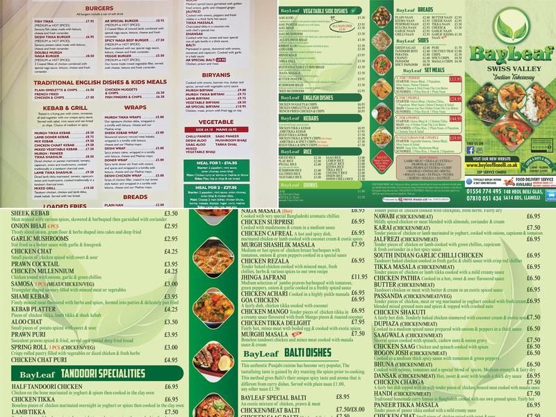 Swiss Valley Spice Menu