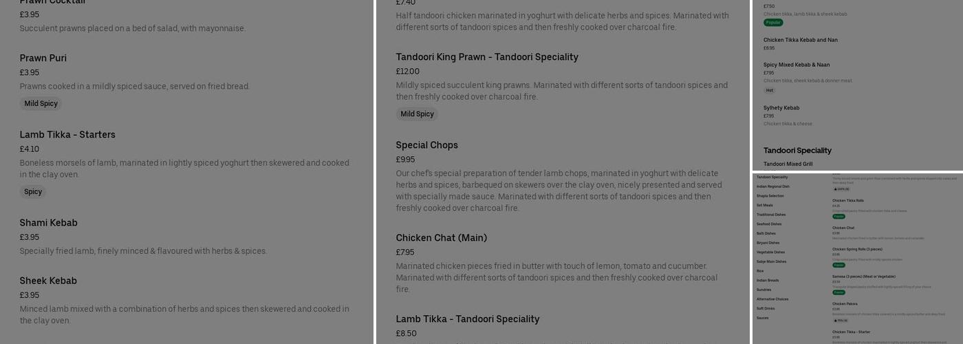 Shapla Indian Restaurant & Takeaway Menu