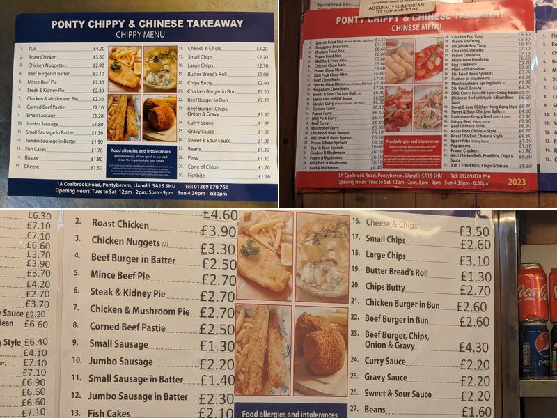 Ponty Chippy Menu