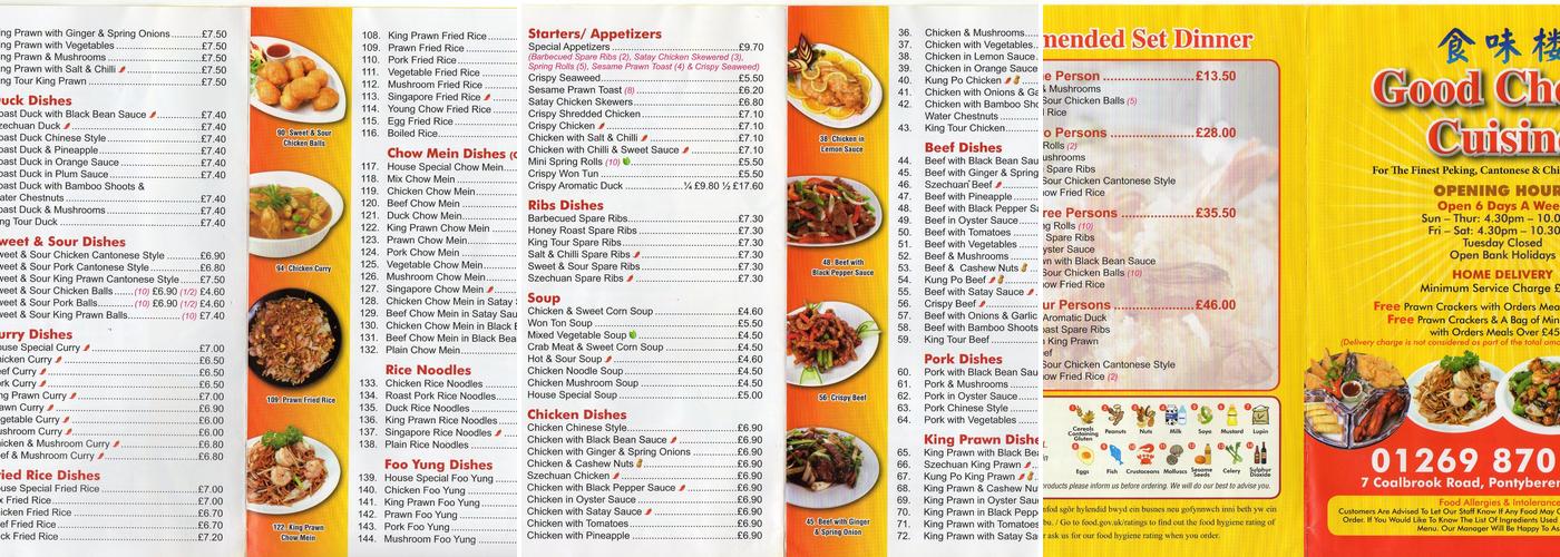 Good Choice Cuisine Menu