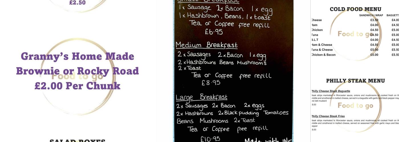 Food to go Evesham Menu