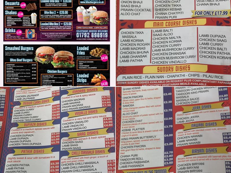 Bites Burgers Menu