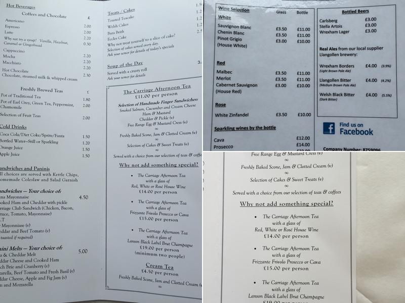 The Carriage Tea Rooms Menu