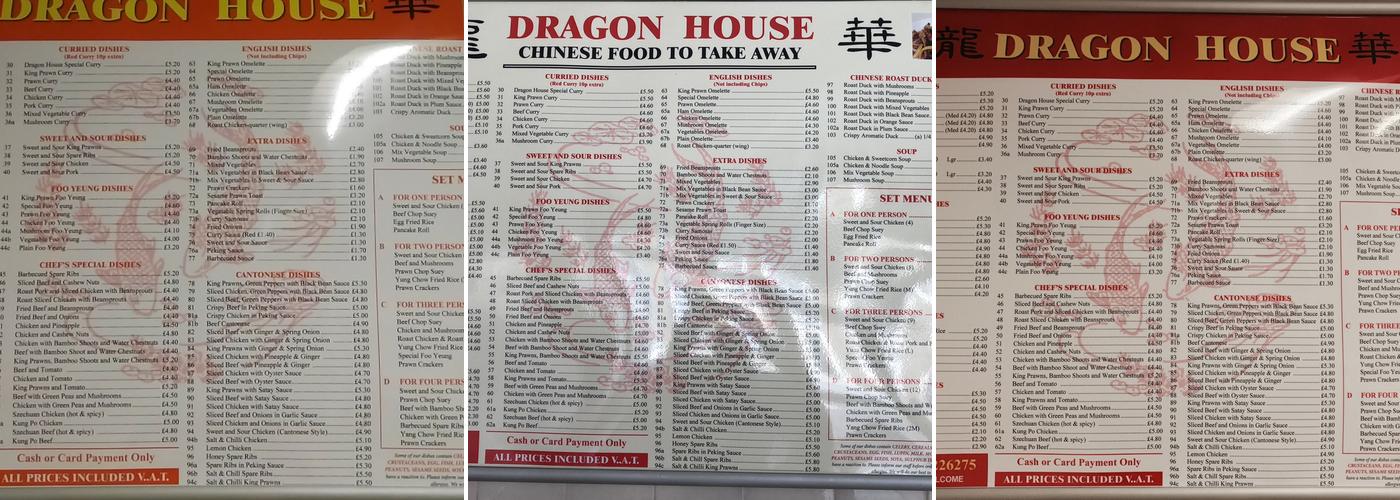Dragon House Menu