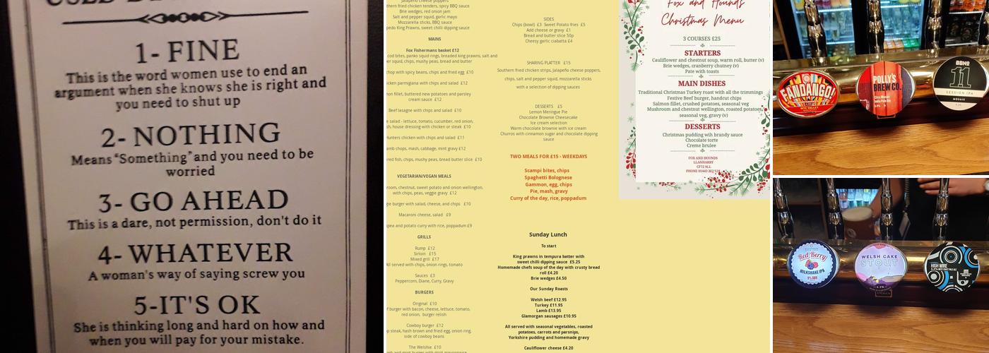 Fox and Hounds Inn Menu