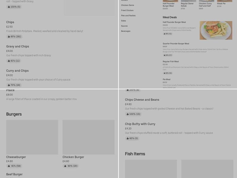 Food Glorious Food Menu