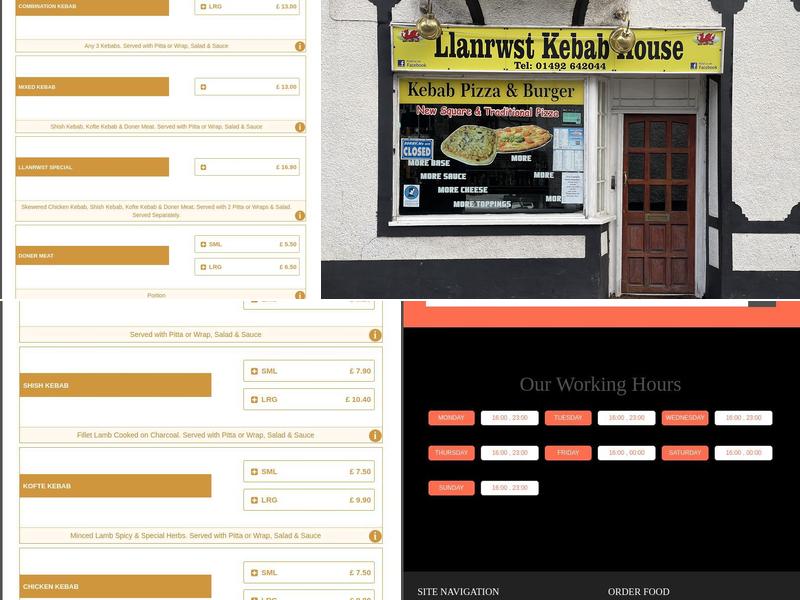 Llanrwst Kebab House Menu