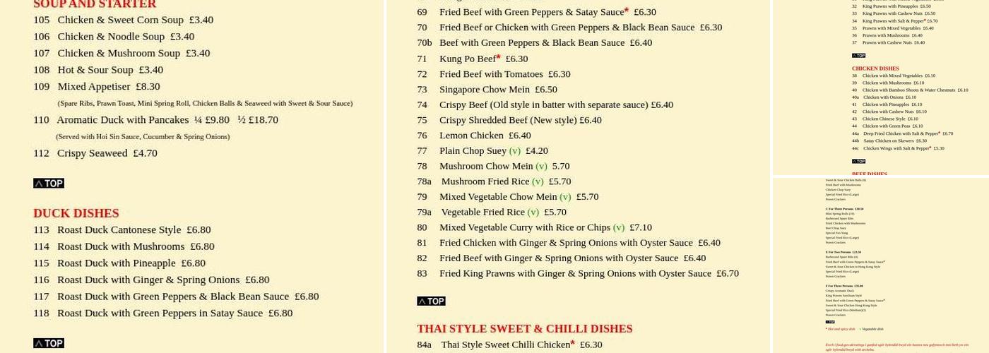 Golden Palace Takeaway Menu
